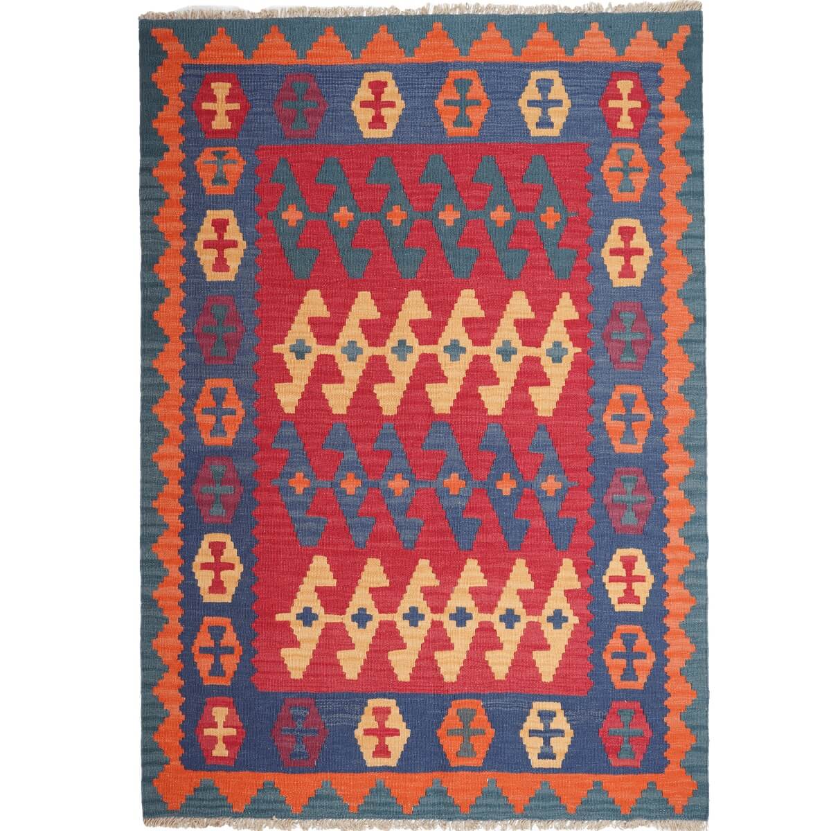 covor traditional cu tesatura plata Kilim - tesut manual in Iran din lana - 180x125cm