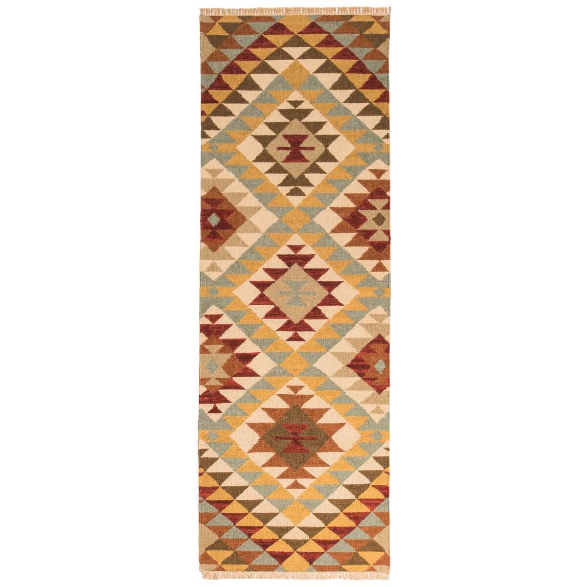 covor traversa lunga kilim in culori vibrante kazak disponibil pe mango+bloom